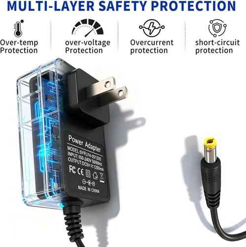 Miniatura 5 de Adaptador de corriente de 5 voltios y 1.2 amperios para Yealink Office Phone Fuente de alimentación Teléfonos compatibles - T53, T53W, T26P, T27