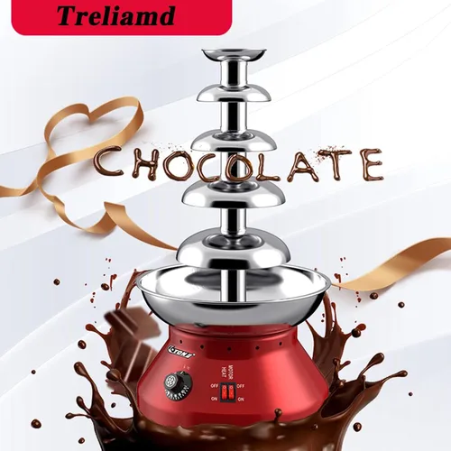 Miniatura 2 de Fuente de chocolate comercial, 5 capas grande de fondue de queso de chocolate, torre de acero inoxidable, cascada de chocolate caliente para control