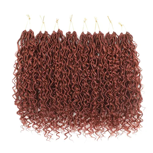 Miniatura 21 de 6 paquetes de cabello sintético rizado de Locs Crochet de 22 pulgadas, cabello de ganchillo estilo diosa, trenzas hippie sintéticas, extensiones