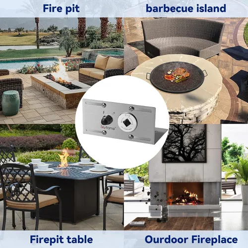 Miniatura 6 de Kit de quemador de hoguera de gas de acero inoxidable Skyflame extenso con encendido de chispa - Incluye encendedor de botón, llave de gas recta