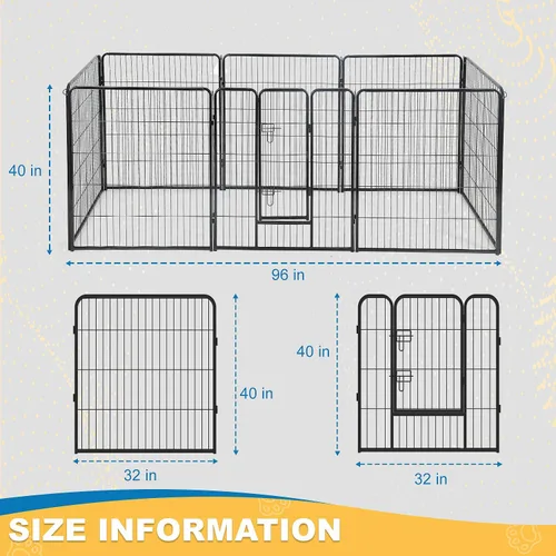 Miniatura 4 de Corralito para perros para interiores, corralito de juego para cachorros para interiores y exteriores, valla de metal de 8 paneles con puertas