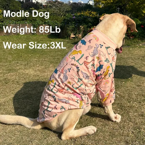 Miniatura 5 de Camisetas de algodón para perros, con estampado de dinosaurios, pijamas para mascotas, transpirable, ropa elástica para perros pequeños