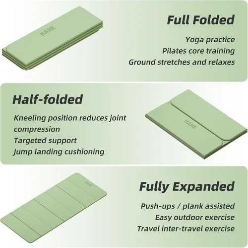 Miniatura 4 de Foldable Yoga Mat,74"Lx32"Wx1/3"Thick,Folding Exercise Mat,Non-slip Wide Pilates Mats for Home Workout/Travel, Portable Yoga Mat Thick for Verde