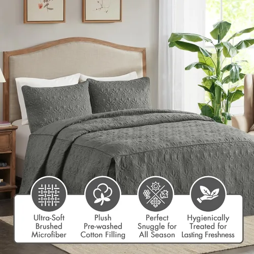 Miniatura 3 de Cubrecama ajustable Madison Park de diseño clásico tradicional para todas las estaciones, ligero; juego de ropa de cama, fundas a juego, King