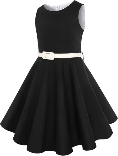 Miniatura 4 de gogoparti Vestido vintage para niñas, vestidos para ocasiones especiales con collar, vestido de lunares para niños, vestido de fiesta retro