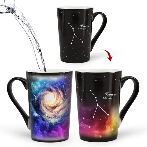 Miniatura 18 de Taza de constelación cambiante de calor de Acuario de 12 onzas, taza de café de Acuario con grabado, taza de café de cerámica que cambia
