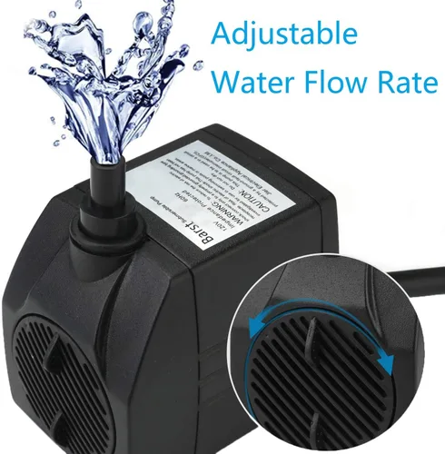 Miniatura 2 de BARST Mini bomba de agua sumergible de 40 GPH con cable de alimentación de 6 pies, 2 boquillas 3.2 W, 150 L/H, ultra silencioso para acuario