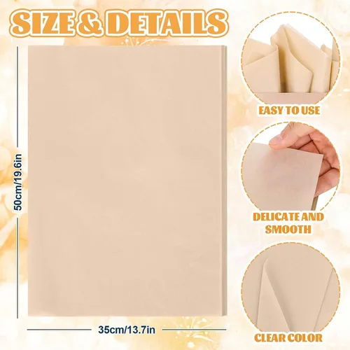 Miniatura 2 de Whaline 100 hojas de papel de seda bronceado del desierto, color pastel, papel de regalo de color sólido, papel decorativo para manualidades, Desert