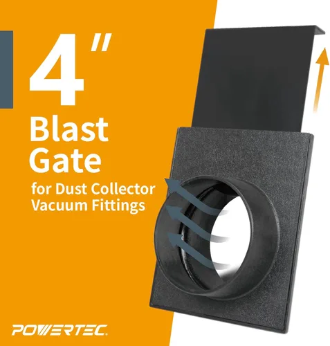 Miniatura 2 de POWERTEC 70108-P2 - Puerta de explosión de 4 pulgadas para colector de polvo, accesorios de recolección de polvo, paquete de 2 4" Abs Blast Gate
