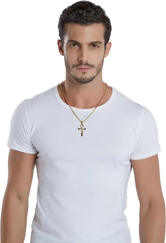 Miniatura 14 de Reve Collar con colgante religioso de cruz de Ankh copta de acero inoxidable para hombres y mujeres, cadena de 20 a 24 pulgadas