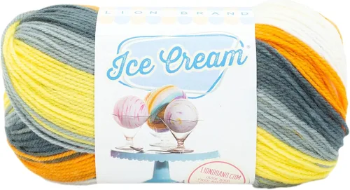Miniatura 25 de Lion Brand Yarn, Hilo para Bebé Ice Cream para tejer, ganchillo y manualidades, Baseball Nut, 1 paquete, fibra acrílica colorida de peso DK