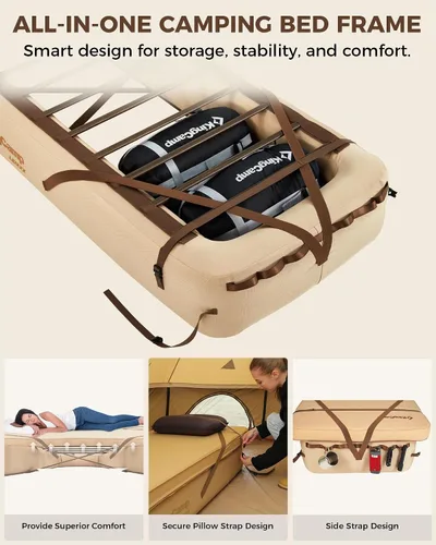 Miniatura 3 de KingCamp Base inflable para catre de campamento, marco de colchón de aire resistente para tiendas de campaña, marco de cama portátil fuera del suelo