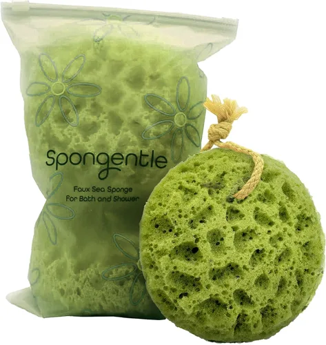 Miniatura 10 de Esponja de esponja para ducha y baño, esponja de baño con doble textura, puf de ducha para exfoliación suave y profunda, limpiador corporal de gran