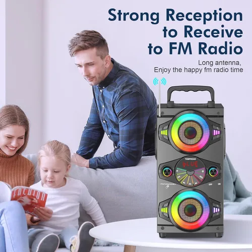 Miniatura 9 de Altavoces Bluetooth Portátiles 60W Gran Potencia Inalámbrico Fuerte Sonido de Graves Estéreo Boombox Altavoz de Fiesta en Casa con Subwoofer, Radio