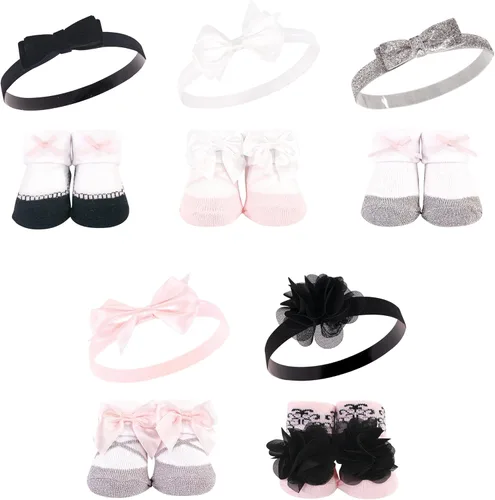 Miniatura 23 de Hudson Baby Conjunto de regalo de diadema y calcetines para niña Flor azul marino rosa