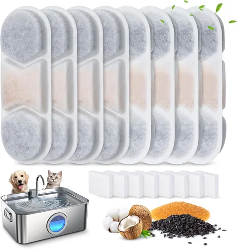 8 paquetes de filtros de repuesto para fuente de agua para perros Zuqqony de 12L/3.2Gal de acero inoxidable, dispensador de agua para perros DYSJ01