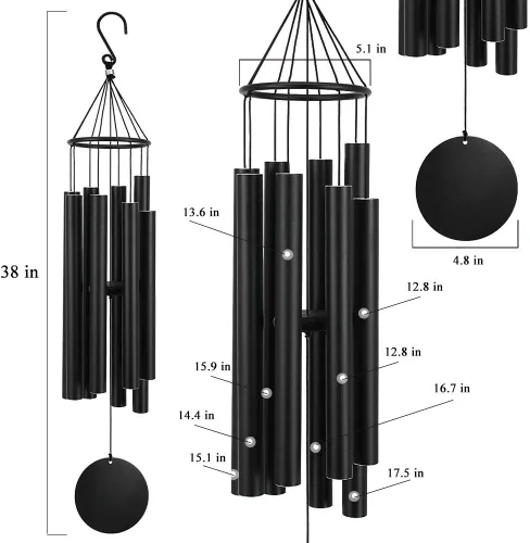 Miniatura 4 de ASTARIN - Carillón de viento para exteriores, gran tono profundo, 91 cm de gran carillón para exteriores, afinado, relajante, bajo grave, carillones