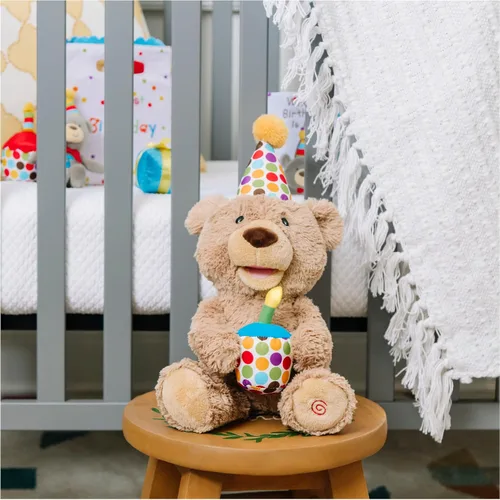 Miniatura 7 de GUND Oso de peluche Oso de cumpleaños con animación Oso de peluche de felpa, canta y brilla en la oscuridad, marrón, 10