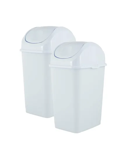 Miniatura 16 de Superio Mini tacho de basura de escritorio con tapa superior giratoria, contenedor de basura portátil de plástico para encimera, escritorio