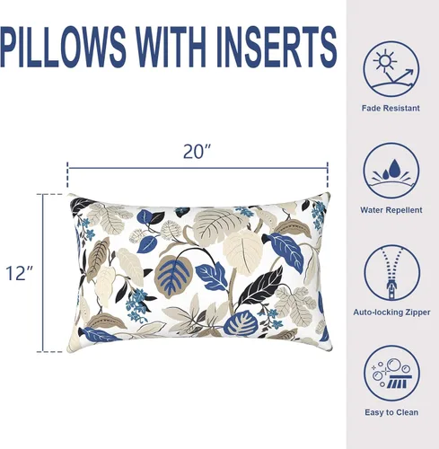 Miniatura 629 de Juego de 2 almohadas para exteriores de 16 x 16 pulgadas, repelentes al agua con interiores, para muebles de patio, hogar, jardín, geometría bohemia