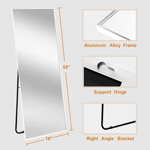 Miniatura 3 de NeuType Espejo de cuerpo entero, espejo de cuerpo completo de 55"x16" con soporte, espejo de pie de cuerpo entero, espejo de pie montado en pared