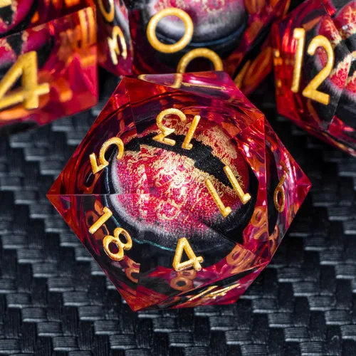 Miniatura 23 de ARUOHHA Juego de dados DND de núcleo líquido, 7 piezas de dados de resina azul afilados compatibles con juegos de rol D&D, juego de dados