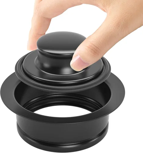 Miniatura 6 de Brida de eliminación de basura y tapón de fregadero, apto para drenaje de fregadero estándar de acero inoxidable de 3-1/2 pulgadas (negro mate)