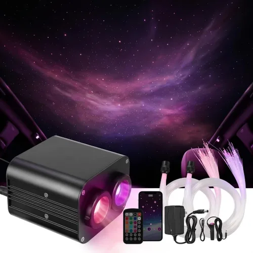 Miniatura 12 de Kit de luces de estrella para techo GEARPASS, kit de luces de estrella para techo, 600 piezas de 0.03 pulgadas 9.8 pies de fibra óptica para techo