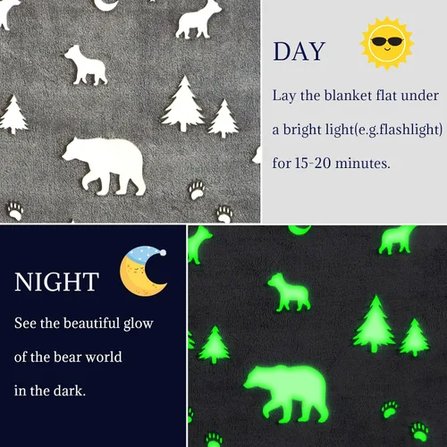 Miniatura 3 de Regalos de Oso Juguetes para Niños Niños Bebé - Manta de Oso que Brilla en la Oscuridad Regalos de Oso para Decoración de Cumpleaños Edad 12 3 4 5 6