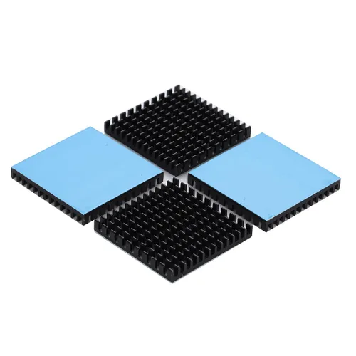 Miniatura 15 de Disipador de calor de aluminio negro con cinta adhesiva conductora térmica, enfriador de disipador de calor de 14 × 14 × 0.276 in para enfriar