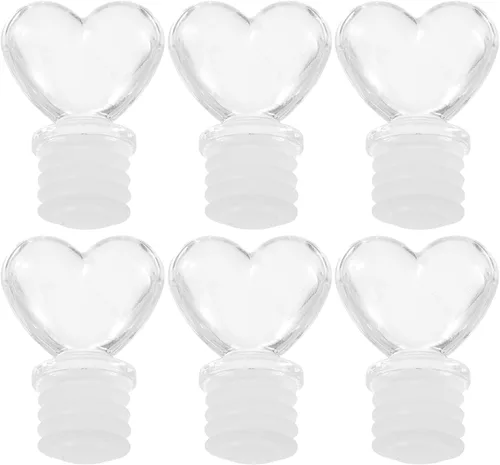 Tapones para botellas de vino, 6 unidades, tapones decorativos en forma de corazón, para licores, bebidas, bodas, cata de vinos, eventos, fiestas,
