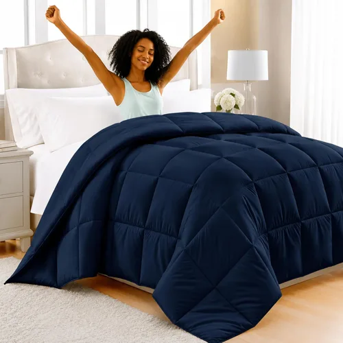 Miniatura 18 de LUX Décor - Edredón Queen de 88 x 88 pulgadas, relleno de edredón alternativo ultrasuave con pestañas de esquina y costuras de caja, ropa de cama