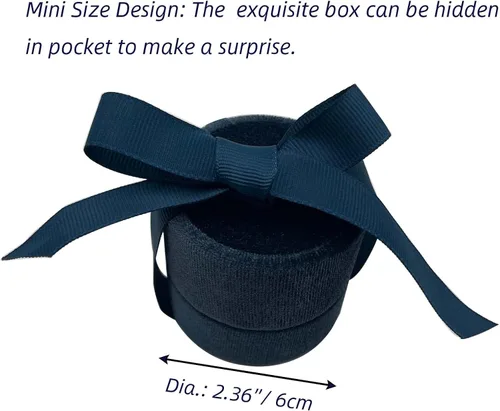 Miniatura 2 de Beatilog Caja de regalo pequeña para collares, estuche con colgante de terciopelo, portátil, redondo, para almacenamiento de joyas con elegante lazo