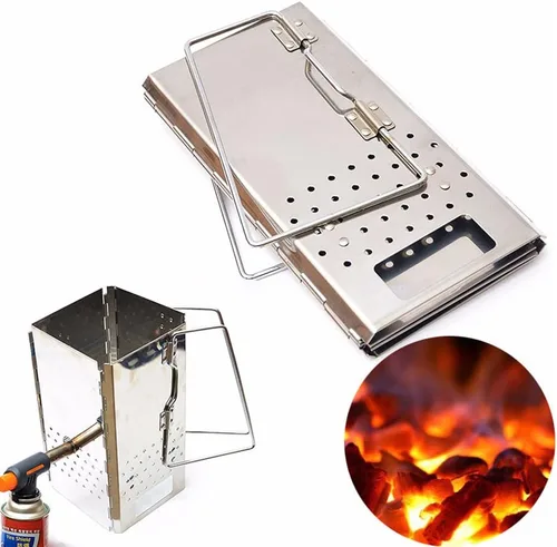 Miniatura 2 de Lata de arranque de chimenea de carbón de acero inoxidable para barbacoa, barbacoa al aire libre, parrilla de cocina para briquetas