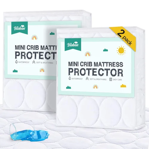 Miniatura 10 de Sábanas protectoras de colchón de cuna impermeables, paquete de 2, funda acolchada ajustable para colchón de cuna que se adapta a colchones de cama