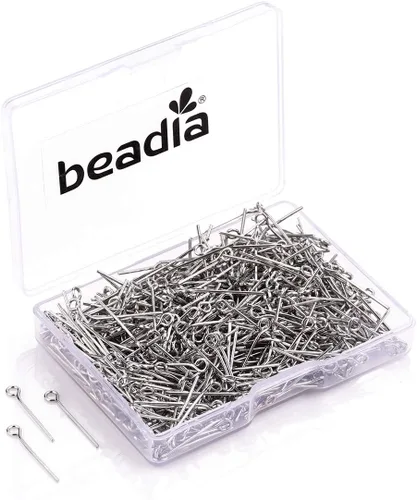 Miniatura 6 de BEADIA Alfileres de ojo abierto para la cabeza de oro para la fabricación de joyas de bricolaje 1.181 in 300 piezas Dorado