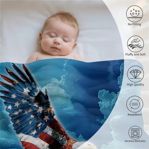 Miniatura 4 de American Eagle Manta de Vellón Súper Suave y Acogedora Manta de Tiro 40X50 pulgadas, Ligera Difusa Cómoda Texturizada Manta de Franela Manta de Tiro