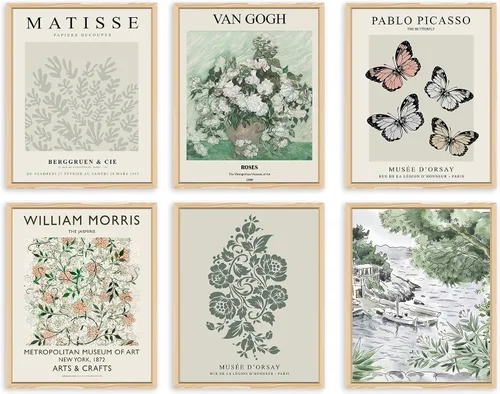 Miniatura 7 de QIAOMICS Impresiones de arte de pared de flores rosas del mercado, decoración de pared de Matisse linda y estética, pósteres de pared de exhibición