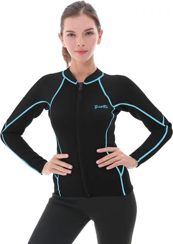 Miniatura 6 de GoldFin Top de Traje de Neopreno para Mujer, Chaqueta de Trajes de Neopreno de 0.079 pulgadas Manga Larga Tops de Neopreno para Aeróbicos Acuáticos