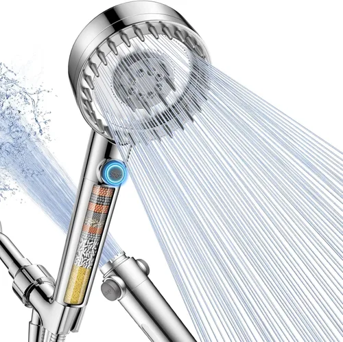 Cabezal de ducha filtrado con mano, cabezal de ducha de alta presión con 4 modos de pulverización con filtros para suavizador de agua dura, filtro