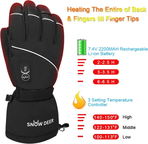 Miniatura 2 de Guantes Calefactables Mejorados para Hombres y Mujeres, Guantes Mitones Eléctricos de Batería para Esquí y Motocicleta