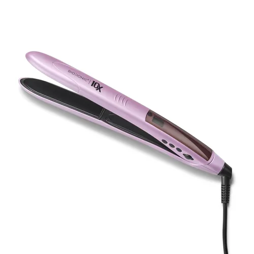 Bio Ionic Plancha de peinado 10X, plancha de pelo de 1 pulgada con tecnología de calor hidratante, plancha plana para peinado de 10 minutos,