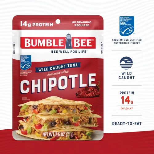 Miniatura 3 de Bumble Bee - Atún sazonado con Chipotle, bolsa de 2.5 onzas, listo para comer, paquete de atún capturado en la naturaleza, 0.49 oz de proteína por
