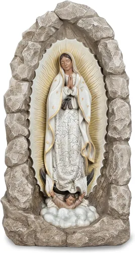 DevotedWalls Nuestra Señora de Guadalupe Estatua - Estatua de Virgen María de 18.8" Católica para Decoración de Interior y Exterior, Gruta de