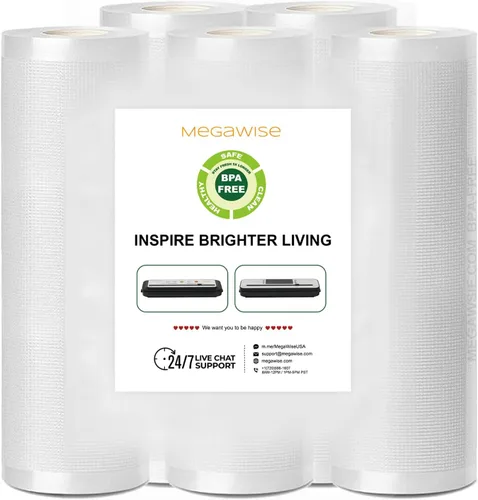 MEGAWISE Bolsas Selladoras al Vacío (27.9 cm x 35.6 cm - 25 piezas) para Preservación de Frescura de Alimentos, Bolsas de Almacenamiento al Vacío