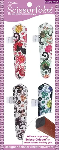 Miniatura 21 de Fundas protectoras para tijeras de diseñador, 4 unidades, tamaño surtido, diseño floral victoriano azul #4-304 Jardín floral victoriano azul