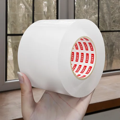Miniatura 11 de SWRT 2 pulgadas x 27 metros 8 mil Cinta transparente resistente para sellado de ventanas, sin residuos, aislamiento de ventana para invierno
