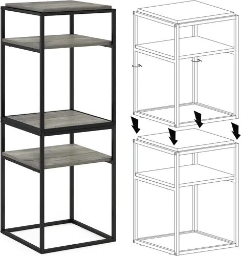 Miniatura 17 de Furinno JAYA Mesa auxiliar ovalada de diseño simple con contenedor, roble blanco/cromo