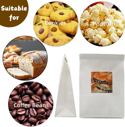 Miniatura 5 de AVLA Paquete de 100 bolsas de panadería con ventana, bolsa de galletas de 5.9 x 2.8 x 9.2 pulgadas, bolsas de papel kraft blanco, bolsas de bloqueo