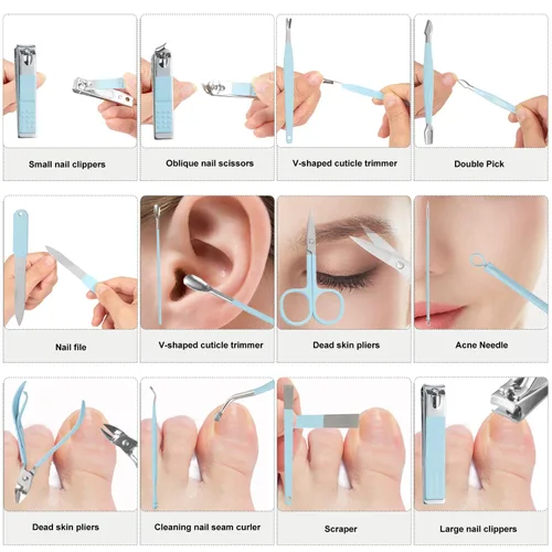 Miniatura 2 de Kit de Uñas Tumkun, Kit de Manicura, Kit de Cuidado de Uñas para Mujeres, Juego de Manicura y Pedicura, Kit de Cortaúñas para Uñas de los Pies, Kit
